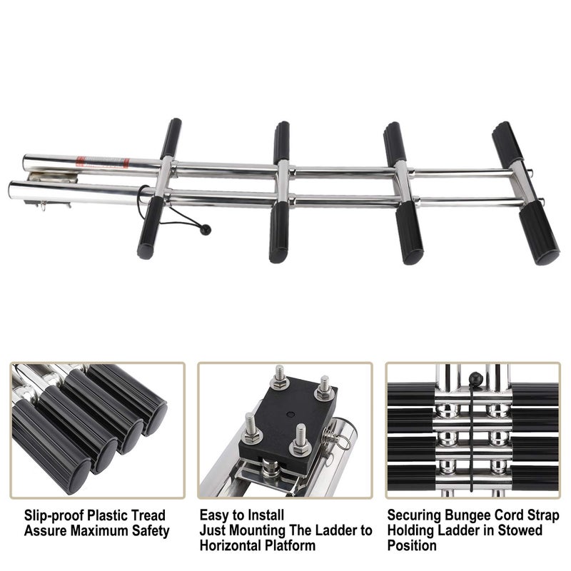 NovelBee 4 Step Dual Vertical Telescopic Boat Dive Ladder with transom mounting Bracket,316 Stainless Steel Sport Ladder for Marine Boat Yacht Swimming Pool - Image 2